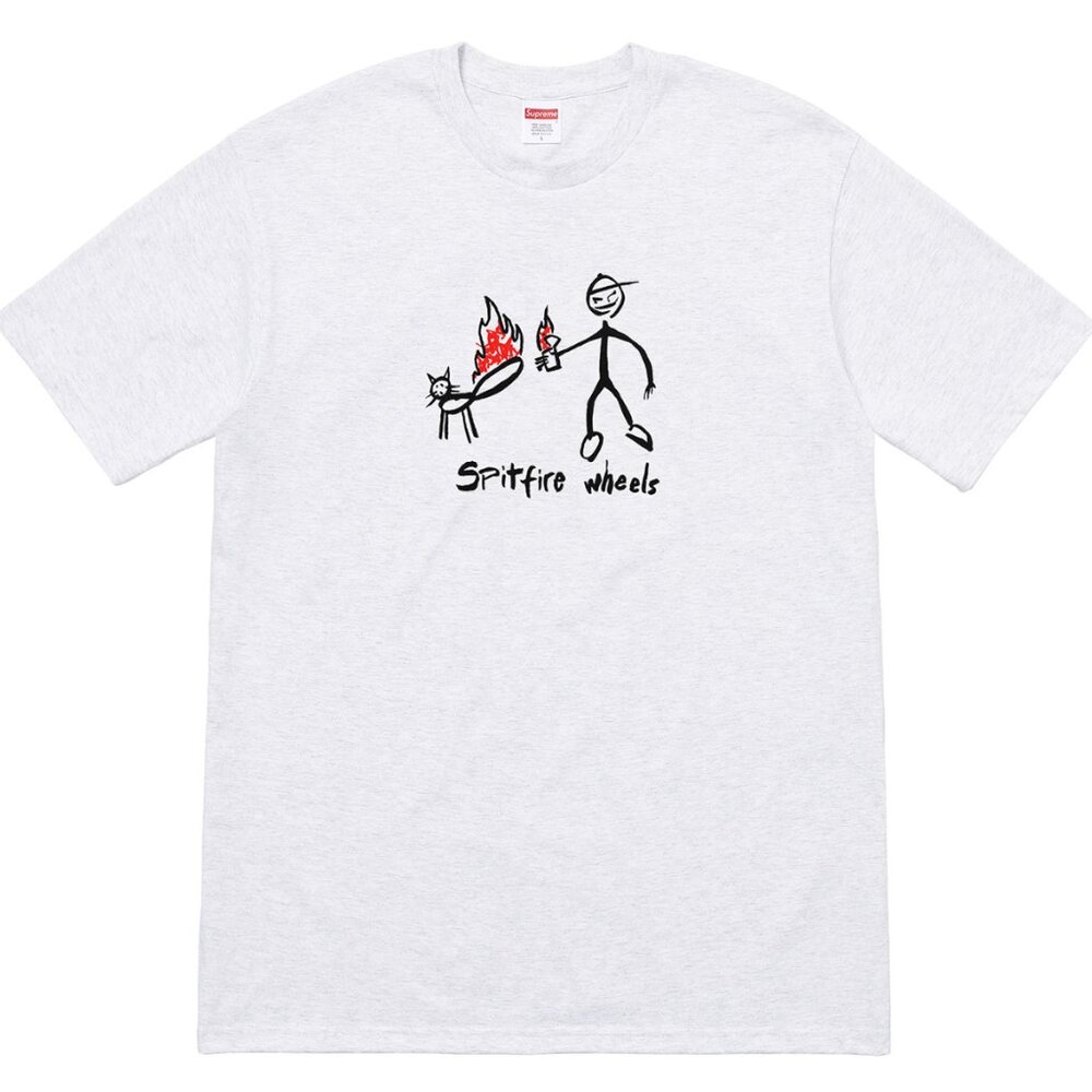 NEW SUPREME®/SPITFIRE® CAT T-SHIRT ASH L